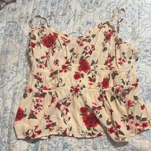 Old Navy Red and Cream Floral Camisole